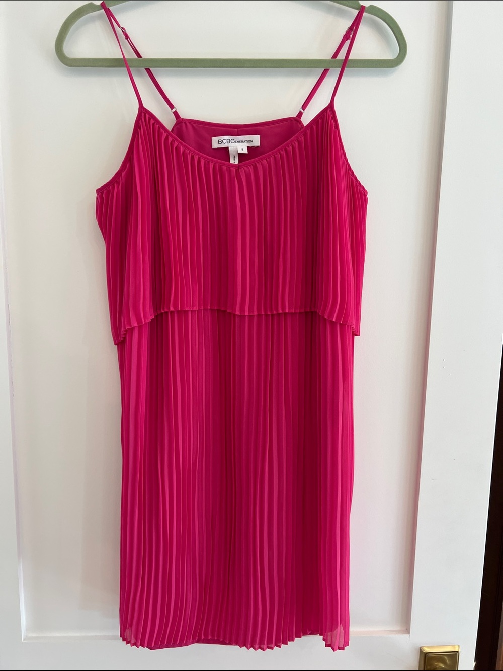 BCBGeneration Fuchsia Pleated Slip Dress